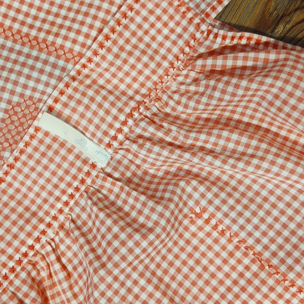 Vintage Pink Embroidered Gingham Half Apron - Picture 4 of 4